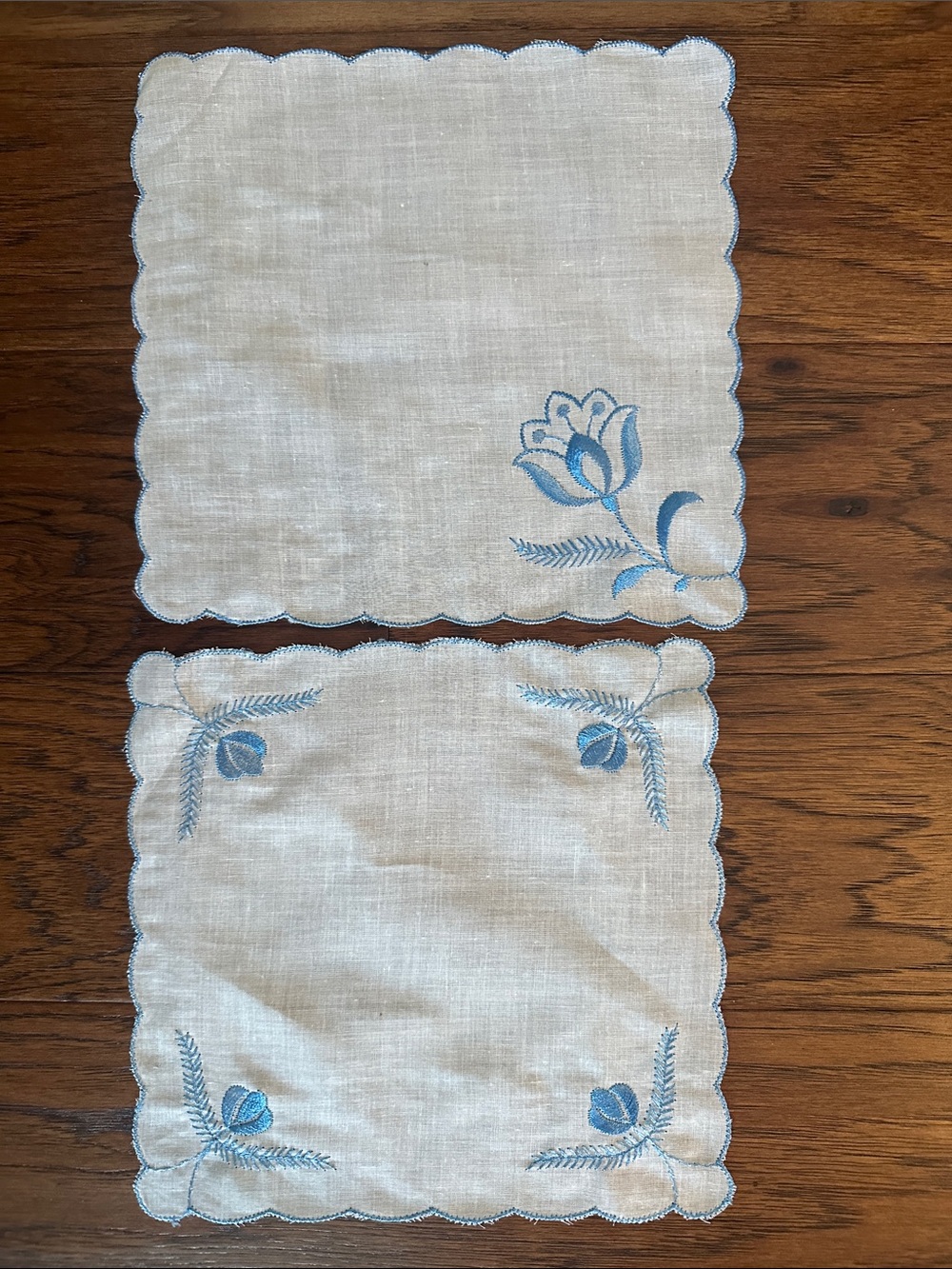 Embroidered Blue Floral hankies